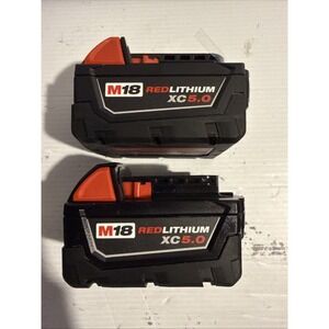 Milwaukee M18 Red Lithium XC 5.0 AH 18 Volt Capacity Battery 2 PACK 48-11-1852